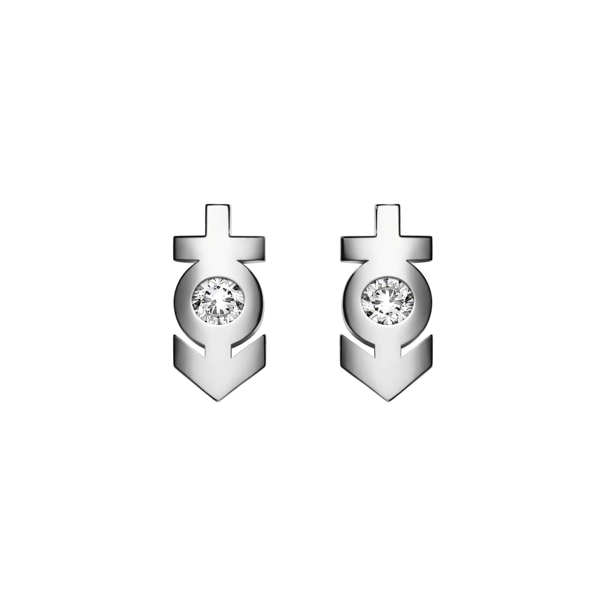 A detail of ⚥ Studs Earring with Stone in Silver